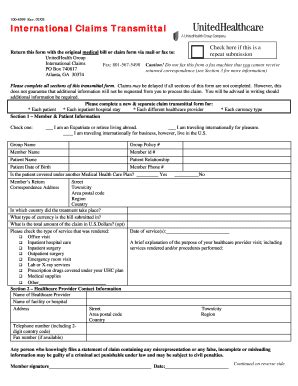 united health care international claim form.